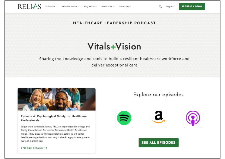 Vitals+Vision podcast home page