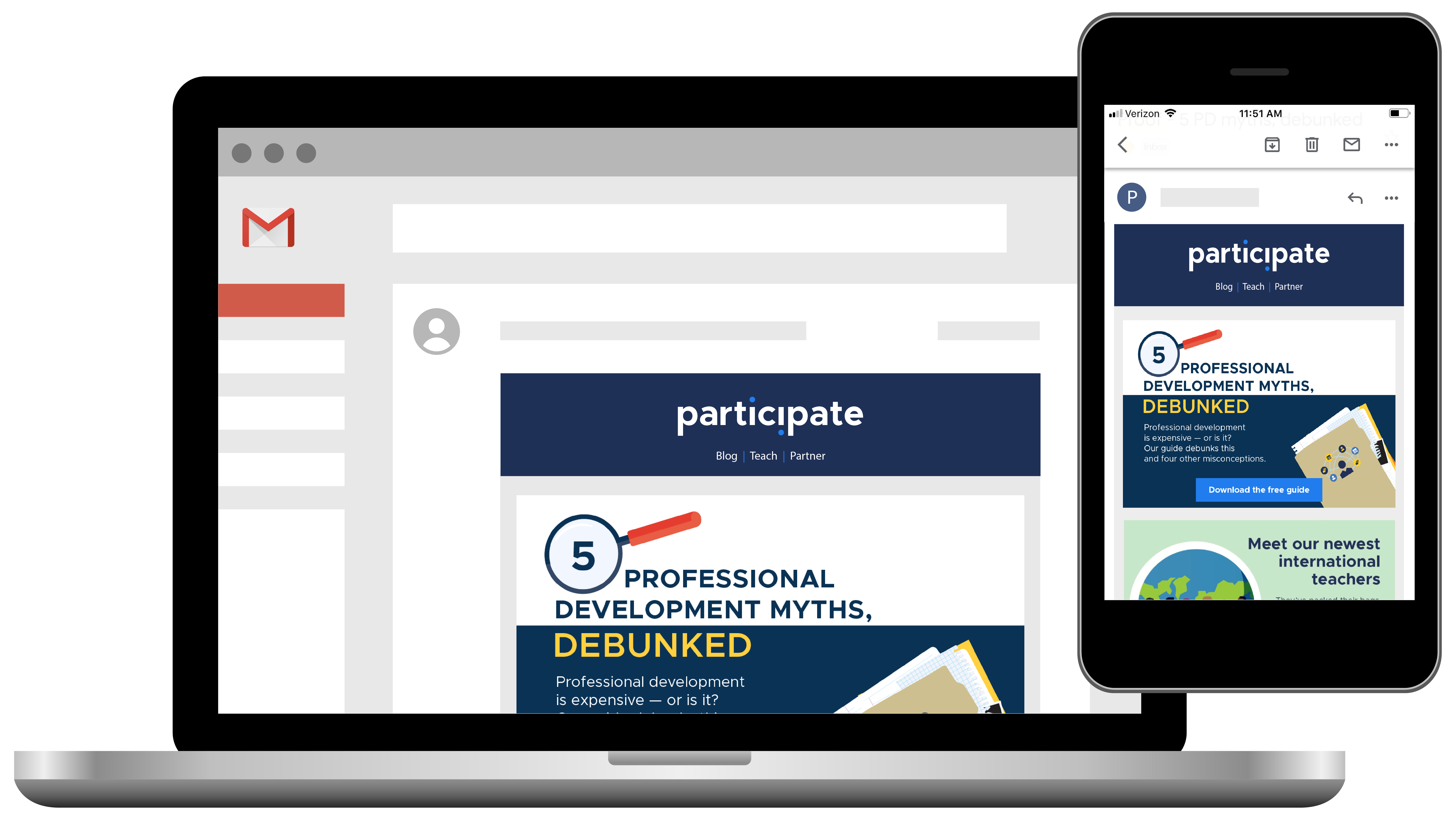 Desktop and mobile views of the Participate newsletter