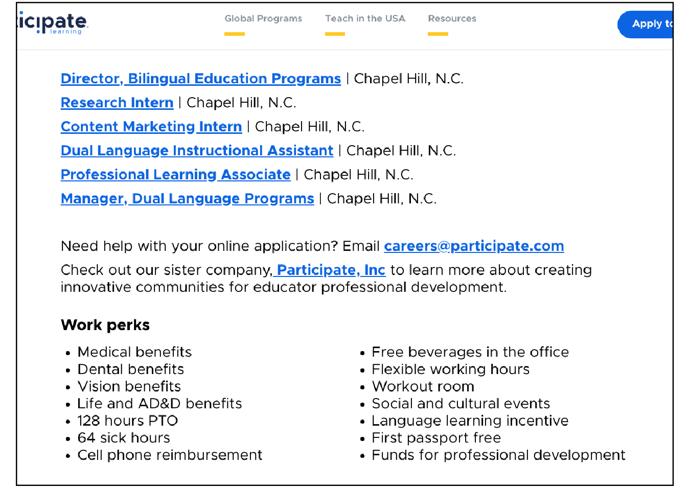 participate.com careers page two column