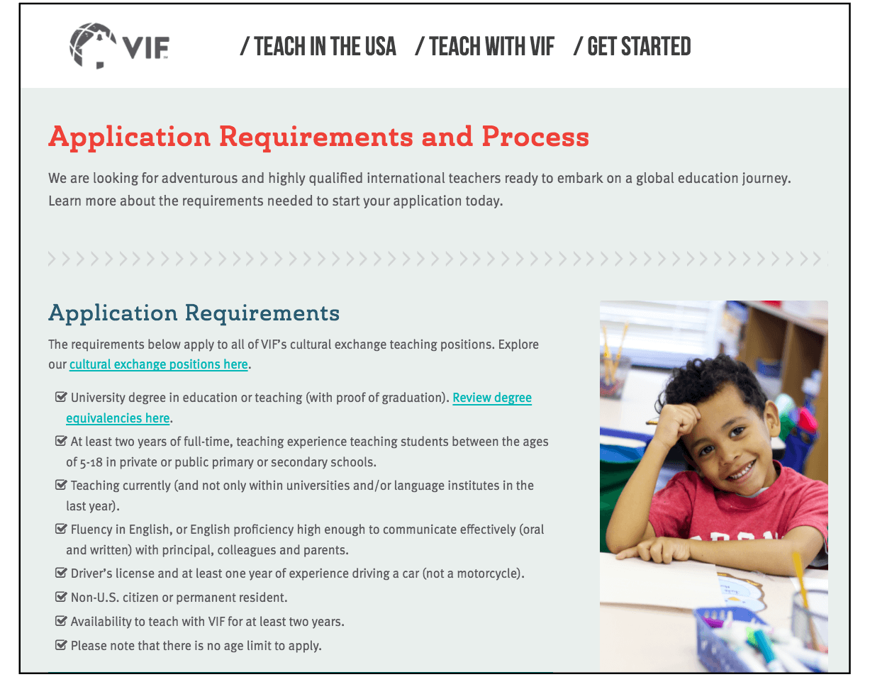 vifprogram.com application requirements page